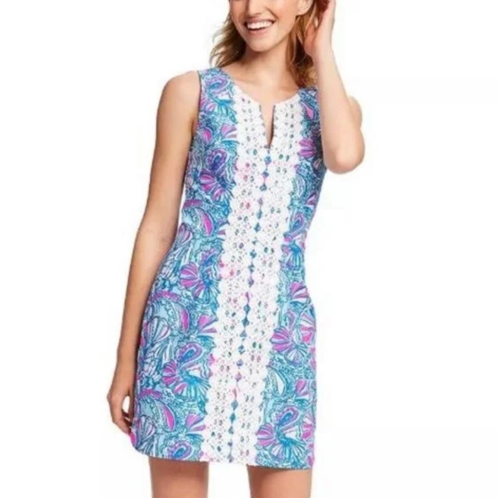 LILY PULITZER for Target Sleeveless Shift Dress Blue Pink Size 8